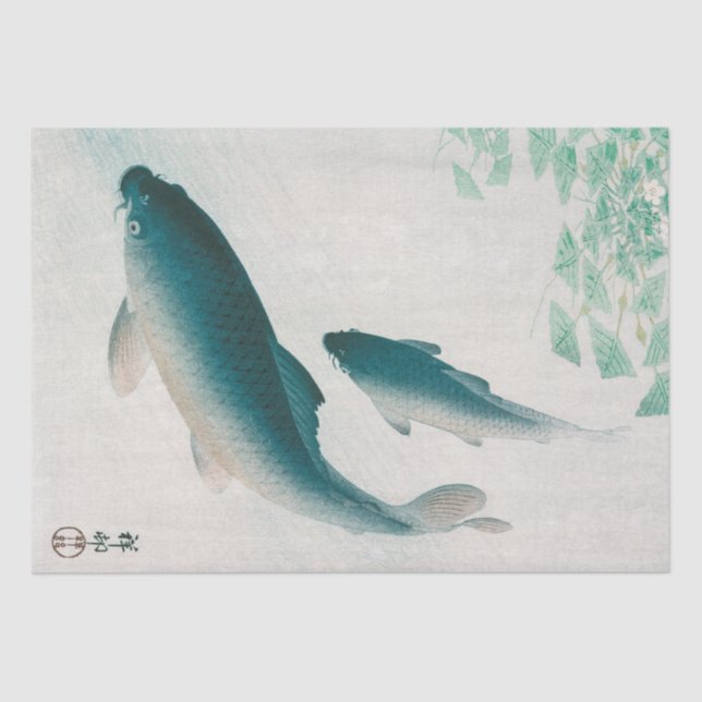 PAPIER MOUSSELINE TISSUE PAPER : OHARA KOSON : CARP/KOI 1926 (Recto)