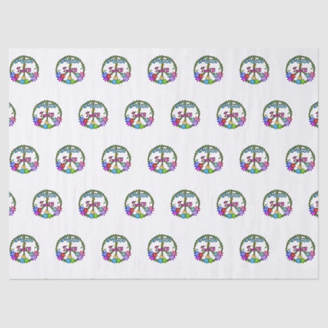 Papier Mousseline Tissue Paper - Peace & Love (Recto)