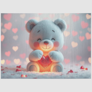 Papier Mousseline Tissue Paper Teddy with a Heart 