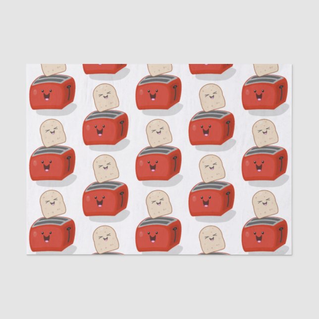 Papier Mousseline Toast de Cute kawaii et dessin animé de grille-pai (Recto)