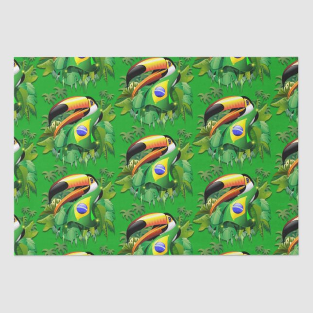 Papier Mousseline Toco Toucan avec drapeau brésilien (Recto)
