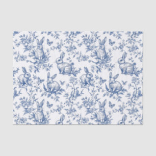 Papier Mousseline Toile Bleue De Jouy Bunny Pâques