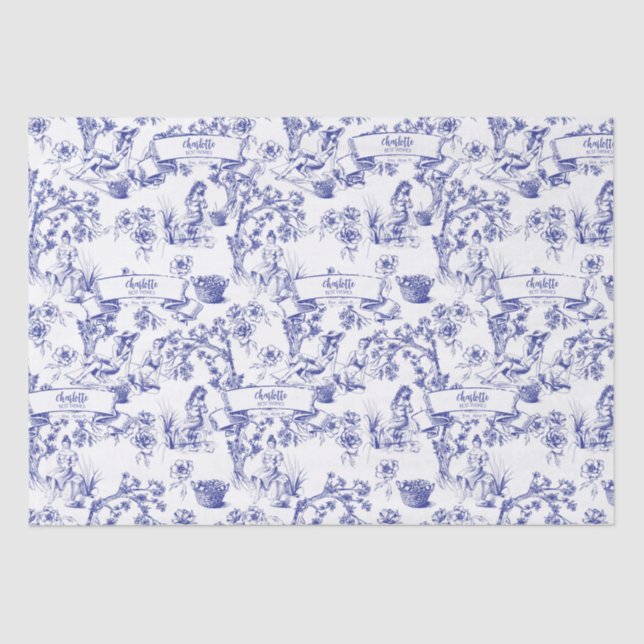 Papier Mousseline Toile bleue et blanche (Recto)