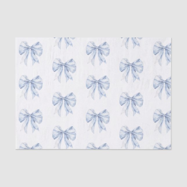 Papier Mousseline Toile de Jouy Blue Elegant Bow (Recto)