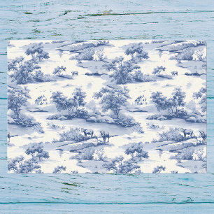 Papier Mousseline Toile De Jouy Blue Français Rustic Pasture