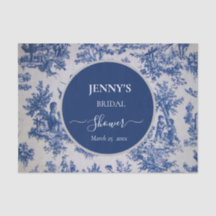 Toile de Jouy Fête des mariées bleue et blanche