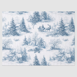 Papier Mousseline Toile de Jouy hivernale vintage - Noël classique