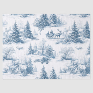 Papier Mousseline Toile de Jouy hivernale vintage - Noël classique