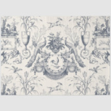 Toile de Jouy vintage française paon et ferme camp
