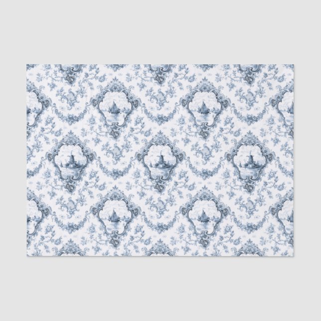 Papier Mousseline Toile florale gravée avec moulin à vent et bateaux (Recto)