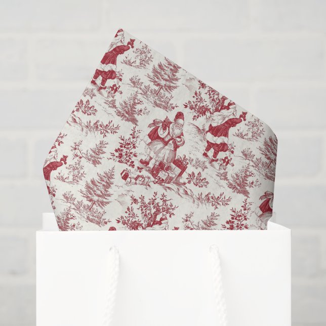Papier Mousseline Toile Père Noël Red Christmas (Sac cadeau)