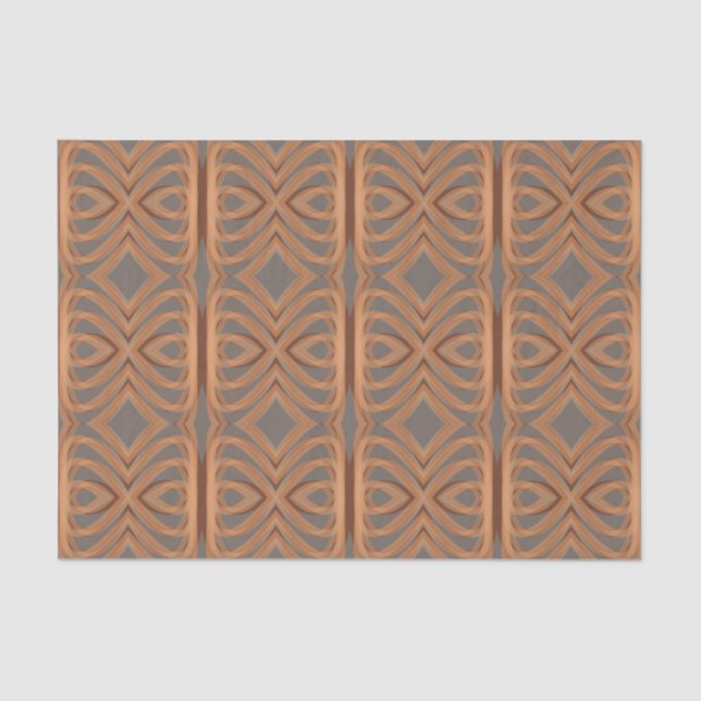 Papier Mousseline Tone Terre Tribal Ruban Art Motif Abstrait (Recto)