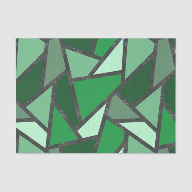Papier Mousseline Tons de motif en vitrail vert (Recto)