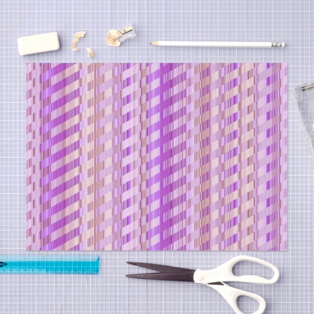 Papier Mousseline Tons de rayures violettes (Artisanat)