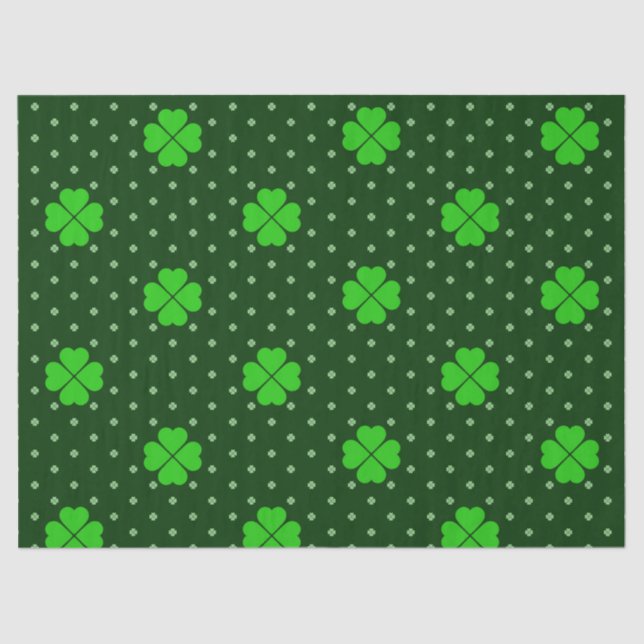 PAPIER MOUSSELINE TONS DE SHAMROCKS CELTIQUES IRLANDAIS VERTS CLAIRS (Recto)
