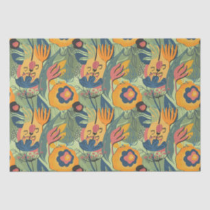 Papier Mousseline Tons de terre riche fleurs exotiques sans couture 