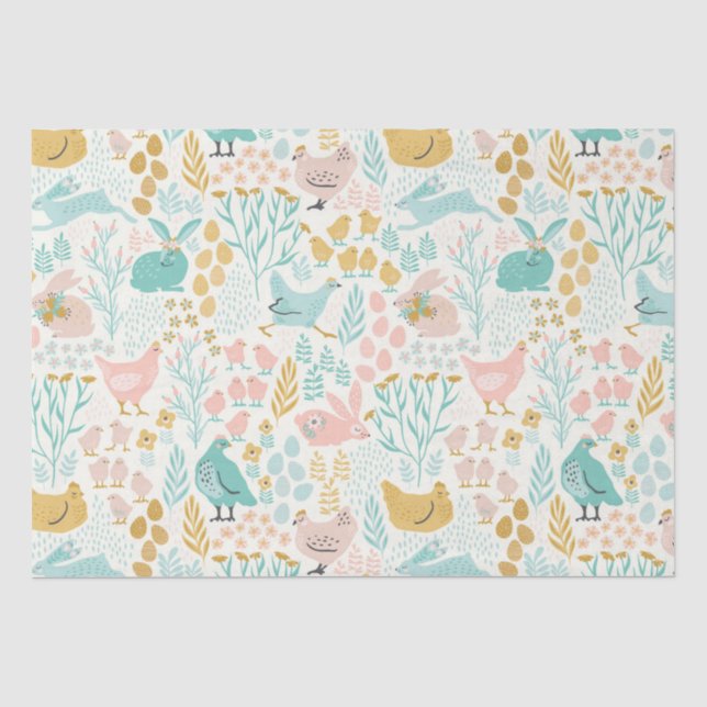 Papier Mousseline Tons pastel Symboles de Pâques motif (Recto)