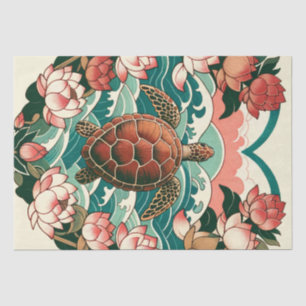 Papier Mousseline Tortue de mer Lotus Tortues de mer