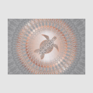 Papier Mousseline Tortue Gris Or rose Et Mandala