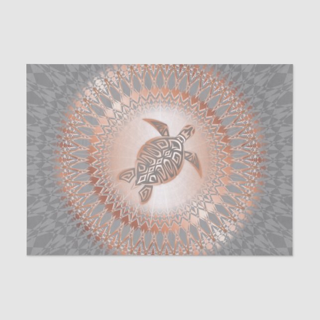 Papier Mousseline Tortue Gris Or rose Et Mandala (Recto)