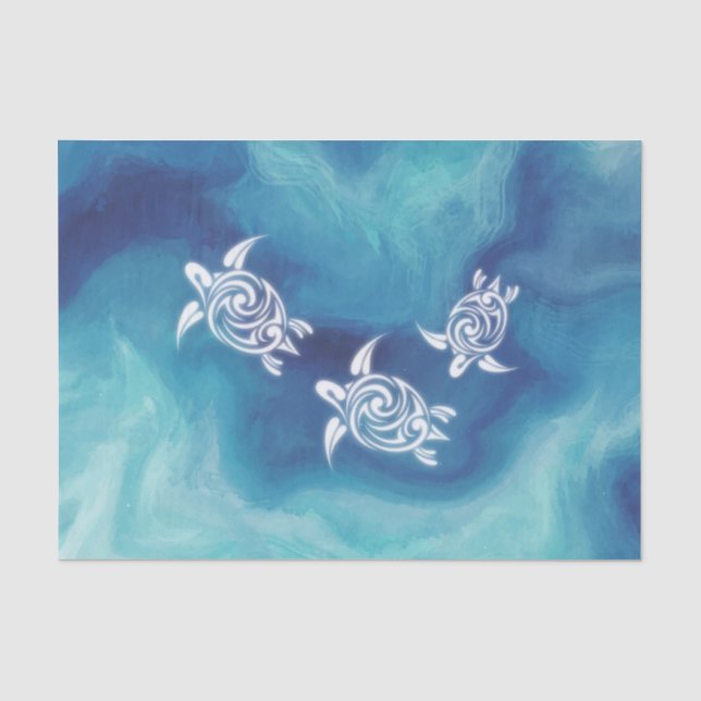 Papier Mousseline Tortues blanches dans le littoral d'aquarelle de l (Recto)