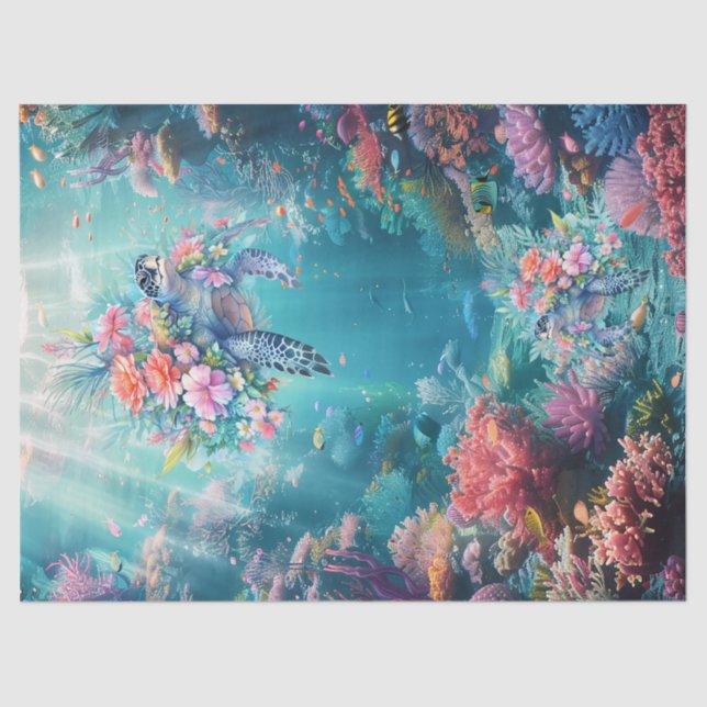 Papier Mousseline Tortues de mer Dans La Belle Découpage Océan Pitto (Recto)