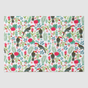 Papier Mousseline toscans colorés fleurs tropicales motif
