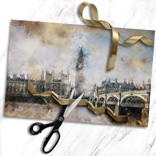 Papier Mousseline Tour d'horloge antique   Steampunk Big Ben Decoupa