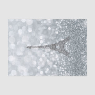 Papier Mousseline Tour Eiffel Fête Paillettes Brillant Strass Argent