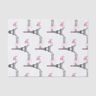 Papier Mousseline Tour Eiffel Ruban Rose Paris France Caniche Chic