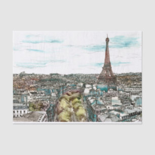 Papier Mousseline Tour Eiffel vintage des destinations dans la vue