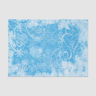 Papier Mousseline Tourbillons d'hiver bleus et flocons de neige