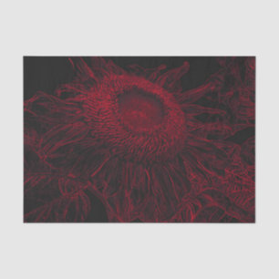 Papier Mousseline Tournesol Art Découpage Floral Rouge Noir