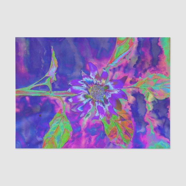 Papier Mousseline Tournesol bleu Abstrait | retro funky (Recto)