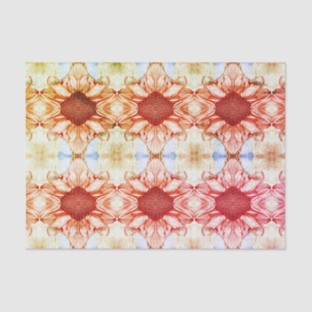 Papier Mousseline Tournesol Peach rose Floral Aquarelle Art Rustique (Recto)