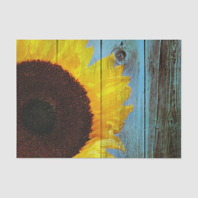Papier Mousseline Tournesol rustique Bois Turquoise (Recto)