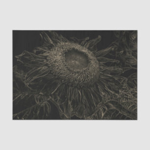 Papier Mousseline Tournesol Sépia Noir Art Floral Vintage Découpage