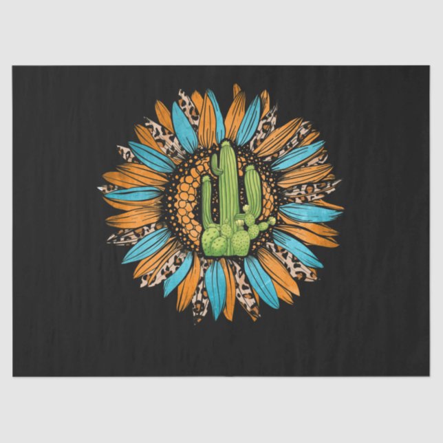 Papier Mousseline Tournesol Turquoise du Texas Leopard Serape (Recto)