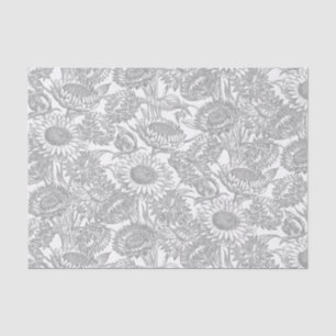 Papier Mousseline Tournesol vintage Élégant Découpage Toile gris