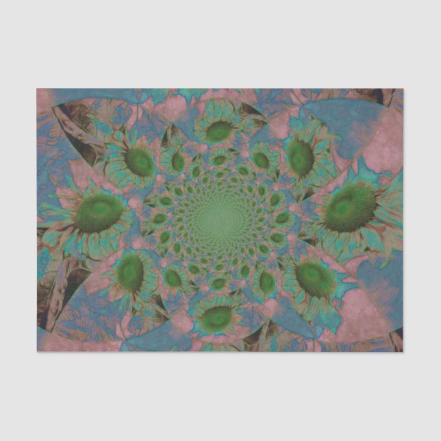 Papier Mousseline Tournesols Bleu rose bleu Abstrait Décoration Art (Recto)