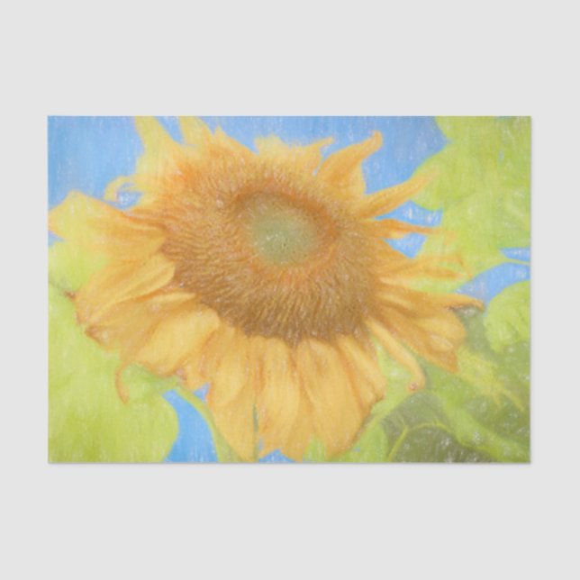 Papier Mousseline Tournesols géants Country Soft Yellow Sketch Art (Recto)