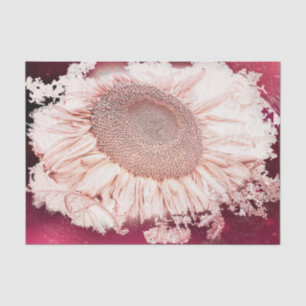 Papier Mousseline Tournesols Géants Vignette Sépia Rouge Vintage