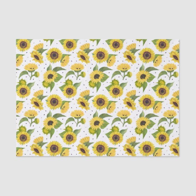 Papier Mousseline Tournesols jaunes et graines de tournesol (Recto)
