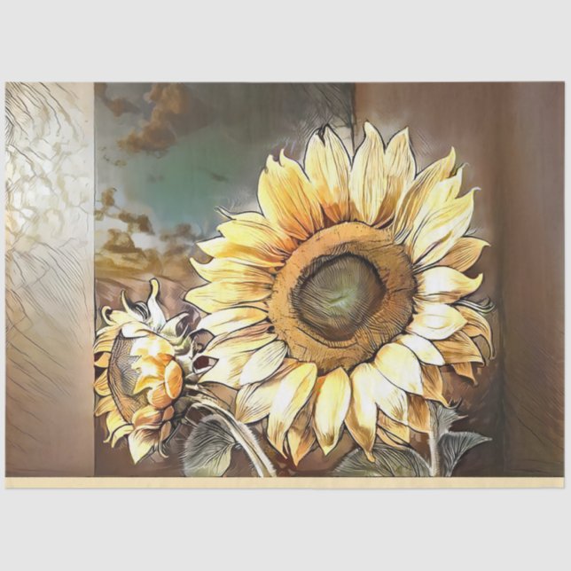 Papier Mousseline Tournesols Sur Fenêtre Collection D'Art Moderne (Recto)