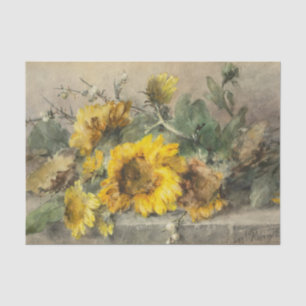 Papier Mousseline Tournesols sur un rebord de pierre par Roosenboom