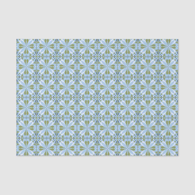 Papier Mousseline Toutes les occasions Scandinave Bleu Olive Vert Fl (Recto)