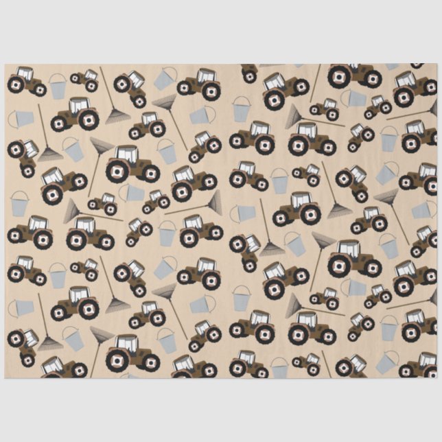 Papier Mousseline Tracteur Camion Motif Équipement agricole (Recto)
