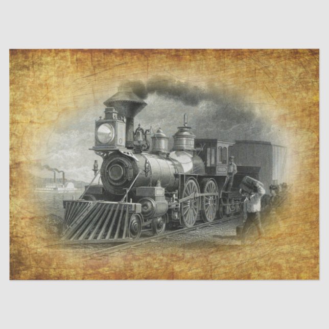 Papier Mousseline Train à vapeur Vintage (Recto)