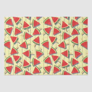 Papier Mousseline Tranches de pastèque d'été, motif rouge et vert