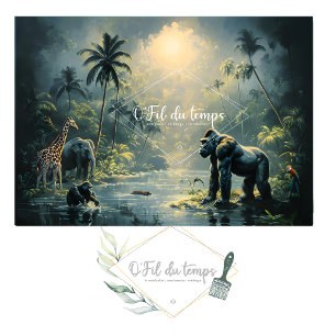 Papier Mousseline Tranquil Tropical Landscape with Exotic animals